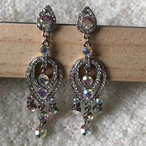 Gorgeouse Prom Earrings Silver & Iridescent